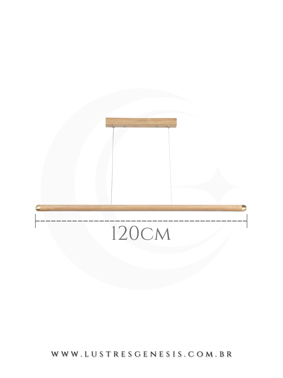 Lumin&aacute;ria Pendente Linear Madeira 120cm Retangular para Sala de Jantar e &Aacute;rea Gourmet 